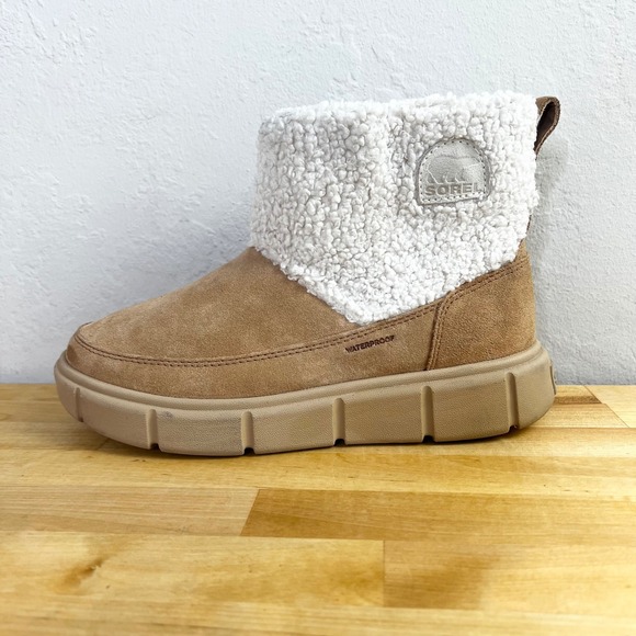 Sorel Explorer III Waterproof Suede Shearling Ankle Winter Boots Slip On Sz 7.5 - Picture 1 of 11